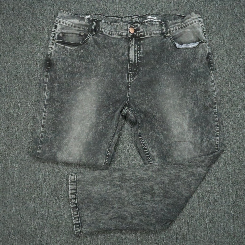Mugsy Jeans Mens 42x30 Gray Bowies Stone Wash 5‎ Pocket Straight Stretch Denim